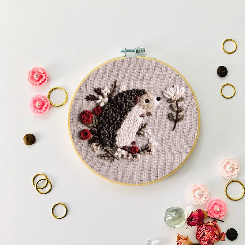 Rubbyoo Embroidery Kit - Floral Hedgehog | Cute Animal | Needle Craft For Beginners  - image 2