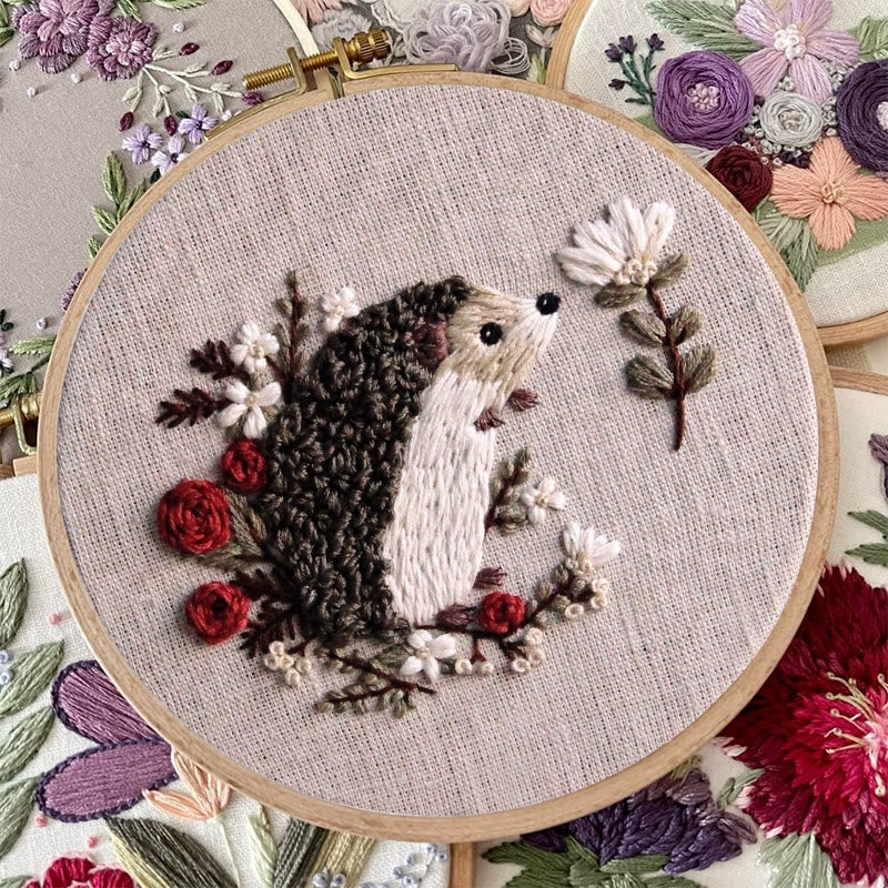 Rubbyoo Embroidery Kit - Floral Hedgehog | Cute Animal | Needle Craft For Beginners  - image 3