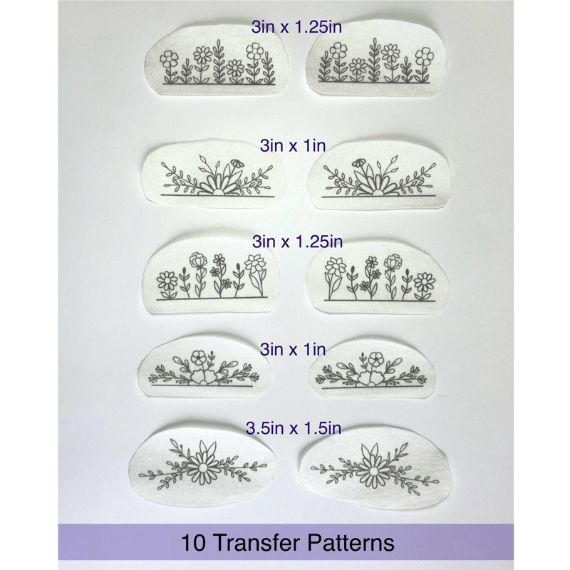 Blooming Flowers Stick And Stitch Embroidery Patterns | Embroidery For Clothes - 10pcs - image 1