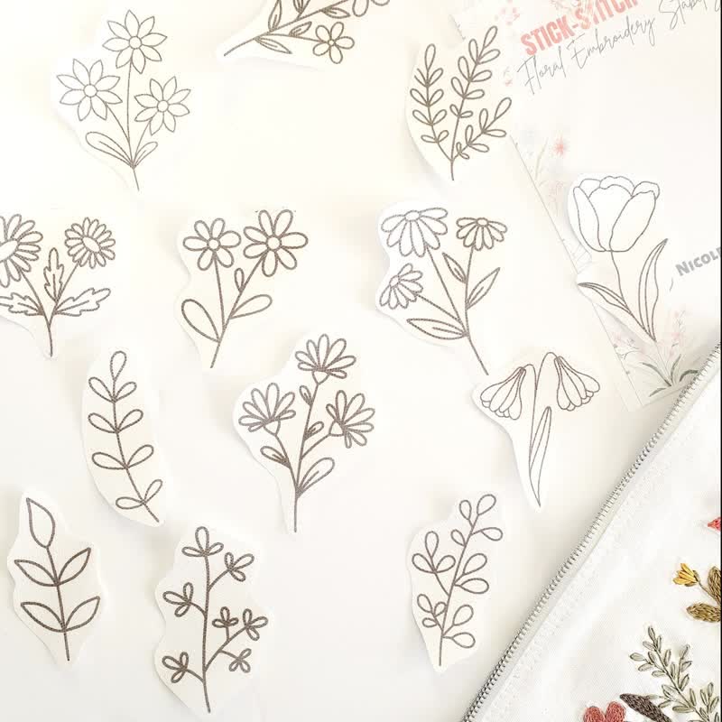 Blooming Flowers Stick And Stitch Embroidery Patterns | Embroidery For Clothes - 12pcs - image 3