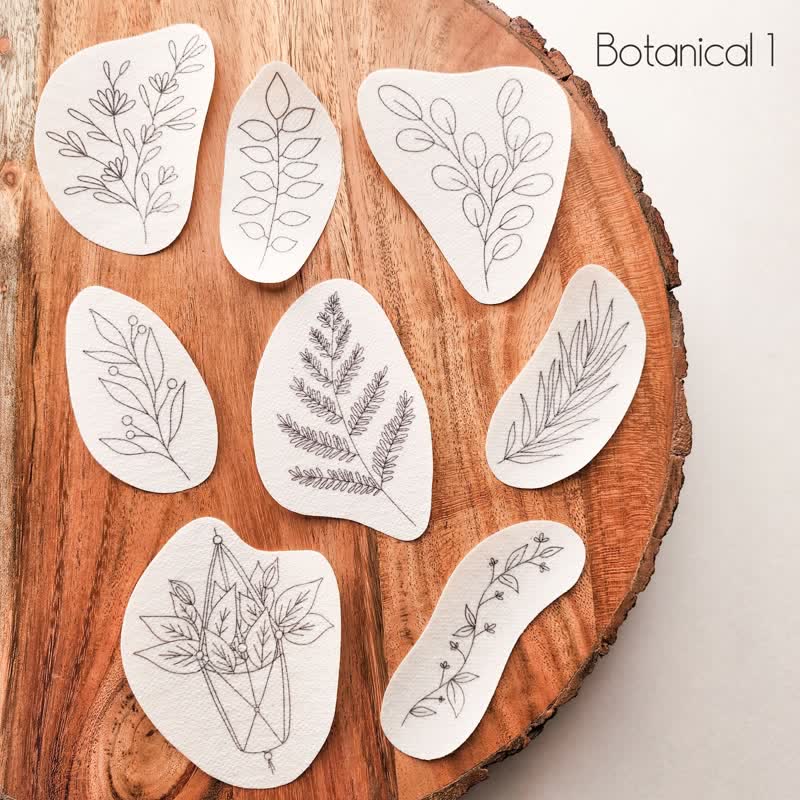 Botanical Stick And Stitch Embroidery Patterns | Embroidery For Clothes - Botanical 1 - image 0