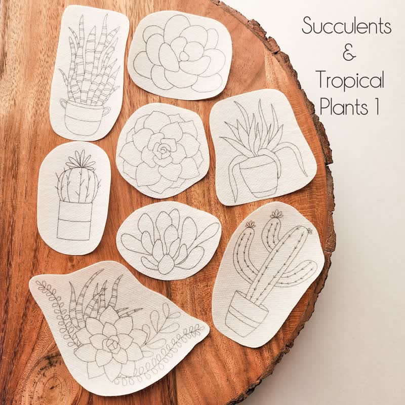 Botanical Stick And Stitch Embroidery Patterns | Embroidery For Clothes - Succulents 1 - image 4