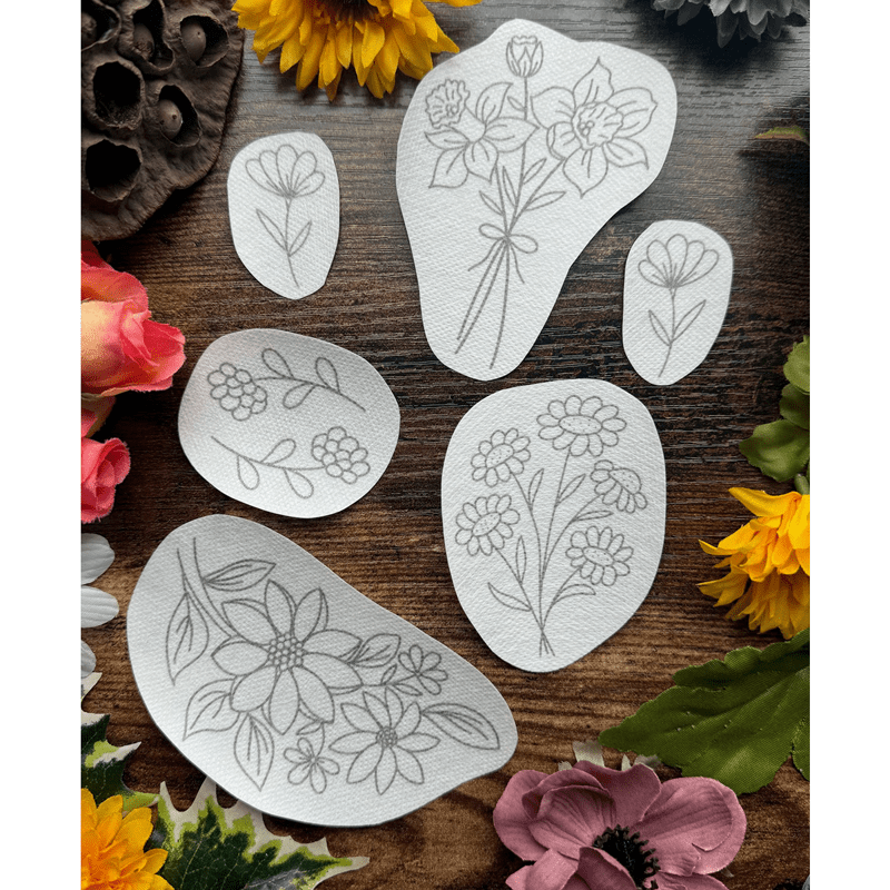 Flowers Stick And Stitch Embroidery Patterns | Embroidery For Clothes - 6pcs - image 0