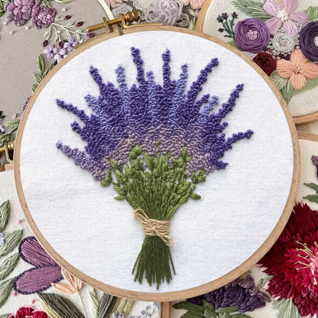 Rubbyoo Embroidery Kit - Lavender Flower  | Floral Needle Craft Gifts - image 1
