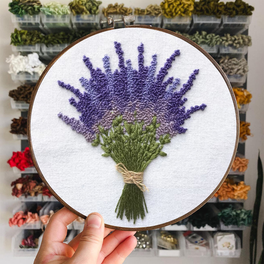 Rubbyoo Embroidery Kit - Lavender Flower  | Floral Needle Craft Gifts - image 3