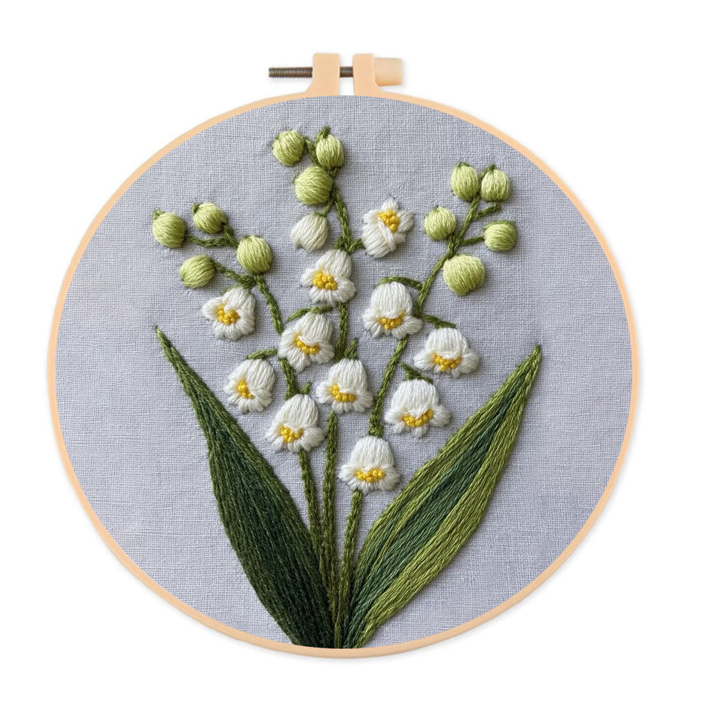 Rubbyoo Embroidery Kit - Lily Of The Valley   | Flower Needle Craft Kits - 20*20cm - image 0