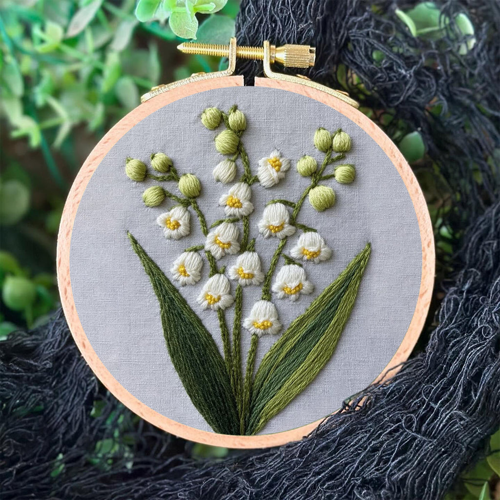Rubbyoo Embroidery Kit - Lily Of The Valley   | Flower Needle Craft Kits - image 2