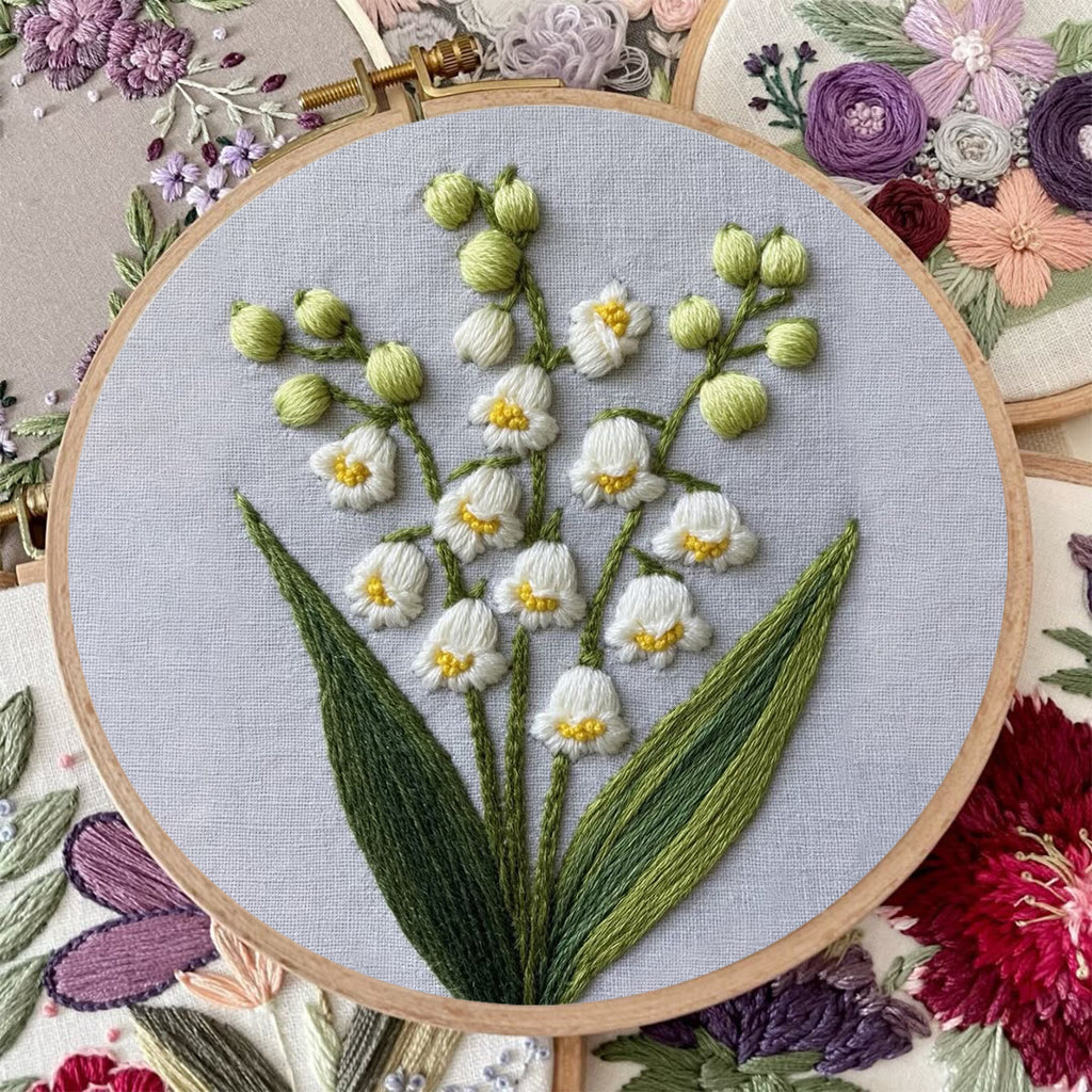 Rubbyoo Embroidery Kit - Lily Of The Valley   | Flower Needle Craft Kits - image 3