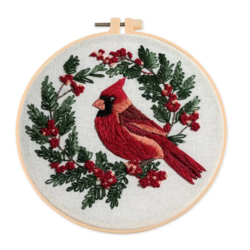 Rubbyoo Embroidery Kit -  Red Cardinal On A Tree | Holiday Needle Craft Gifts - 20*20cm - image 0