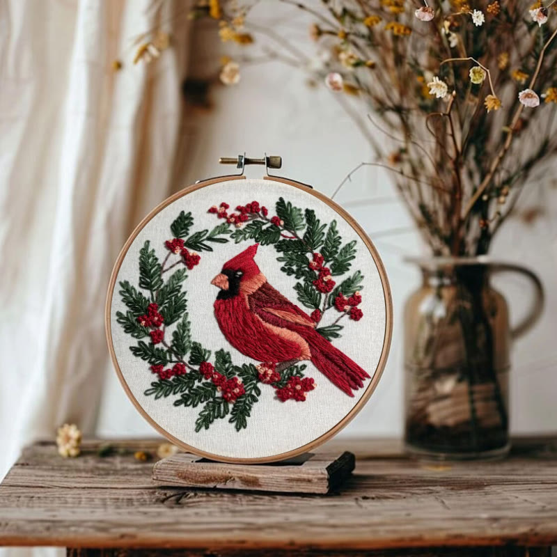 Rubbyoo Embroidery Kit -  Red Cardinal On A Tree | Holiday Needle Craft Gifts - image 5