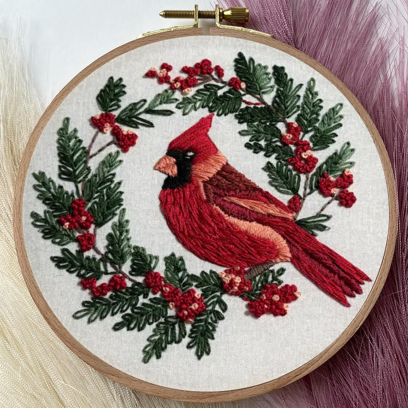 Rubbyoo Embroidery Kit -  Red Cardinal On A Tree | Holiday Needle Craft Gifts - image 2