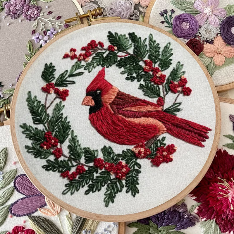 Rubbyoo Embroidery Kit -  Red Cardinal On A Tree | Holiday Needle Craft Gifts - image 1