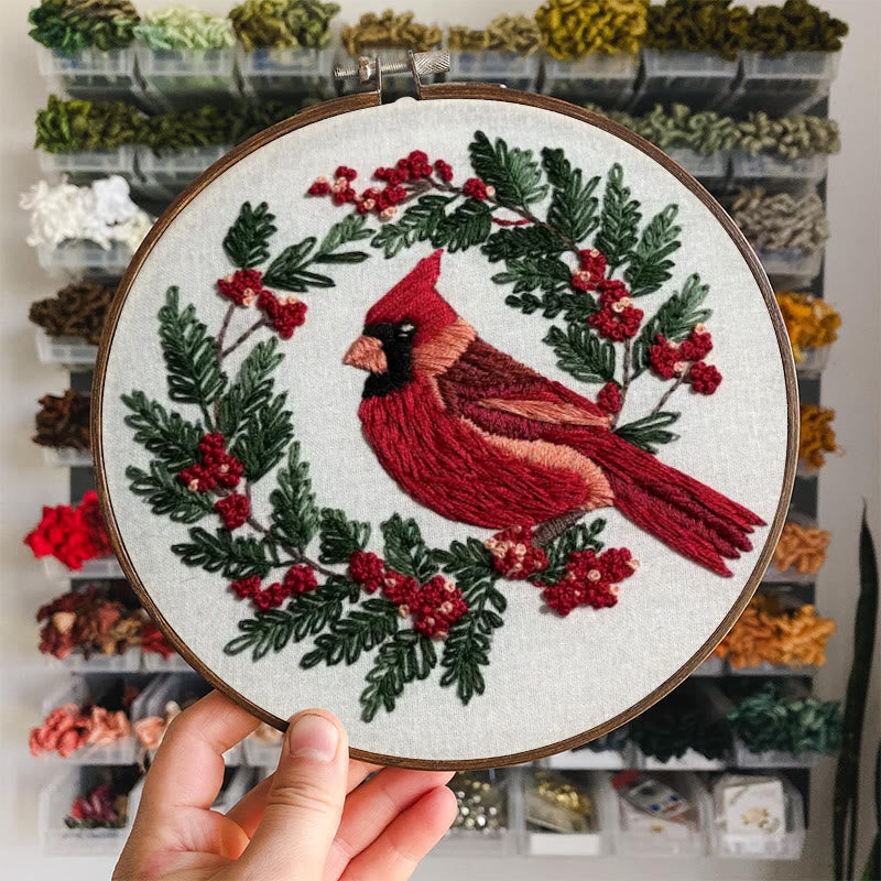 Rubbyoo Embroidery Kit -  Red Cardinal On A Tree | Holiday Needle Craft Gifts - image 7