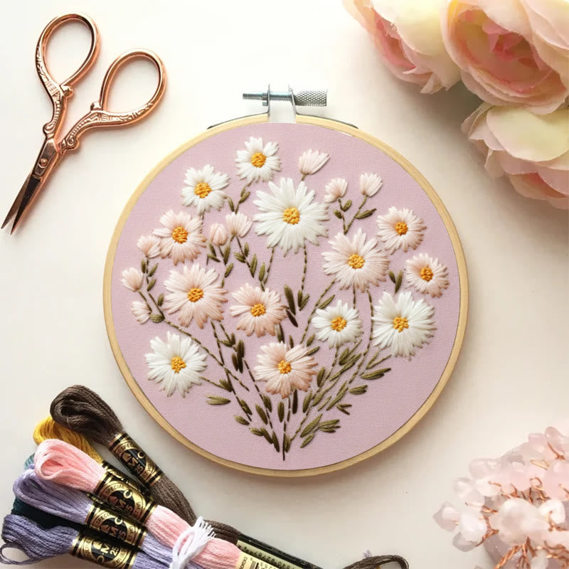 Rubbyoo Embroidery Kit - Wild Daisy Bouquet | Beginner Needle Craft Kits  - image 1