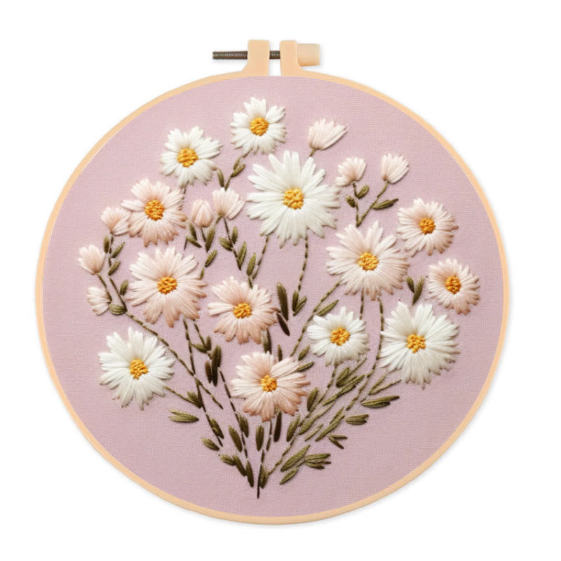 Rubbyoo Embroidery Kit - Wild Daisy Bouquet | Beginner Needle Craft Kits  - 20*20cm - image 0