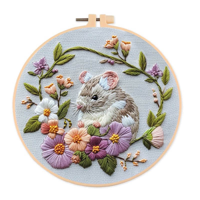 Rubbyoo Embroidery Kit - Forest Mouse  | Diy Needle Craft Gifts - 20*20cm - image 0