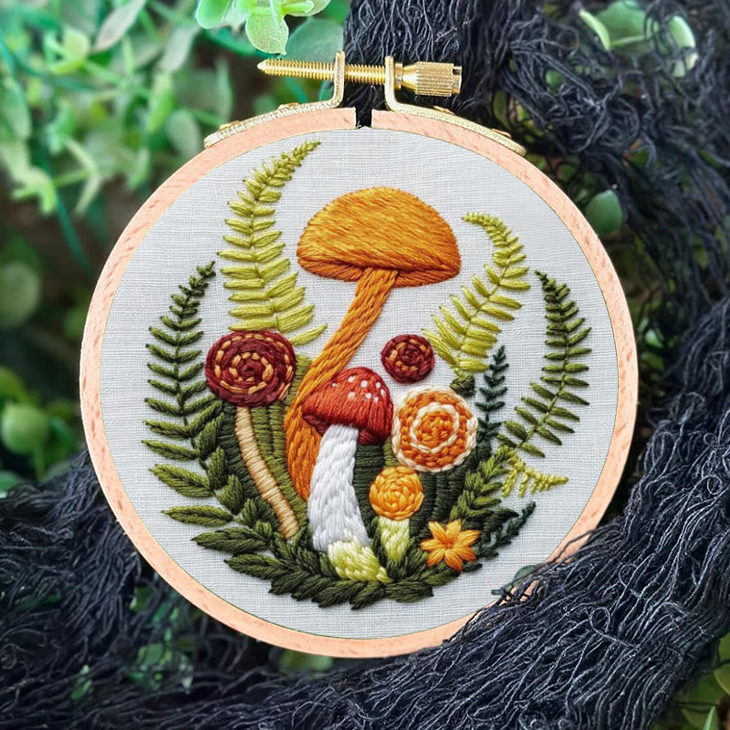 Rubbyoo Embroidery Kit - Fern And Mushroom  | Woodland Needle Crafts - image 3