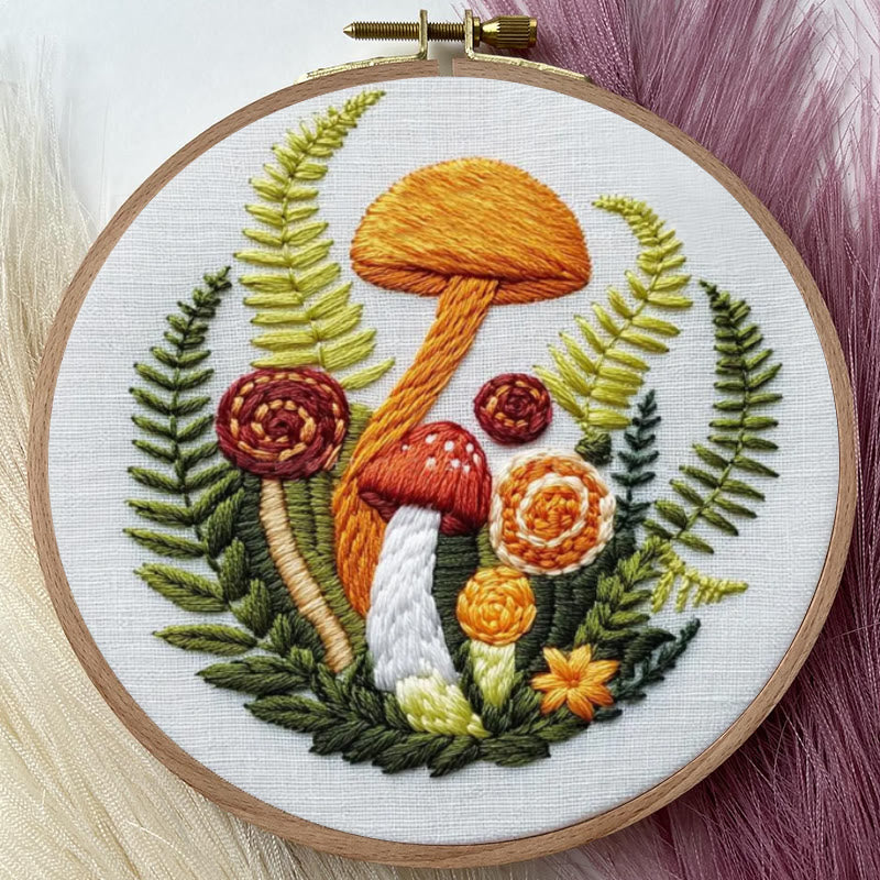 Rubbyoo Embroidery Kit - Fern And Mushroom  | Woodland Needle Crafts - image 5