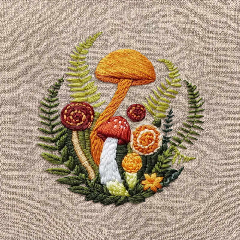 Rubbyoo Embroidery Kit - Fern And Mushroom  | Woodland Needle Crafts - image 9