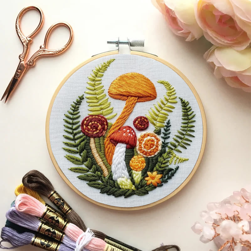 Rubbyoo Embroidery Kit - Fern And Mushroom  | Woodland Needle Crafts - image 6