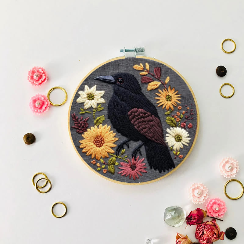 Rubbyoo Embroidery Kit - Floral Crow | Holiday Diy Needle Craft  - image 3