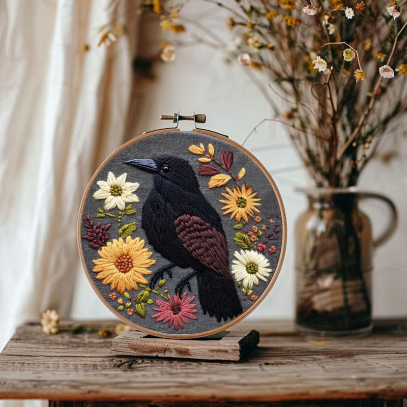 Rubbyoo Embroidery Kit - Floral Crow | Holiday Diy Needle Craft  - image 6