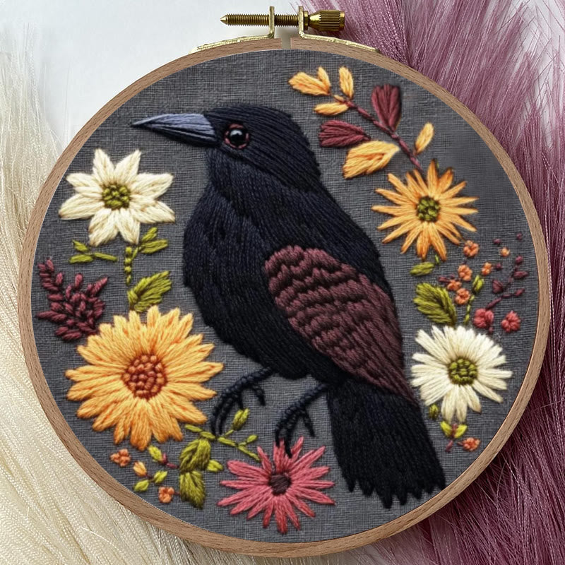 Rubbyoo Embroidery Kit - Floral Crow | Holiday Diy Needle Craft  - image 4