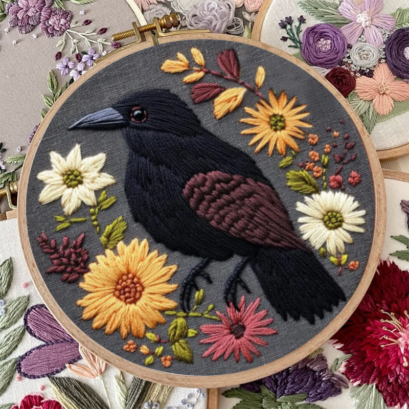 Rubbyoo Embroidery Kit - Floral Crow | Holiday Diy Needle Craft  - image 7