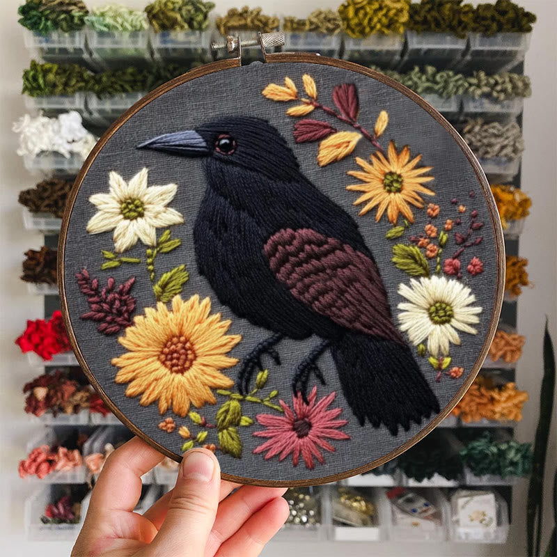 Rubbyoo Embroidery Kit - Floral Crow | Holiday Diy Needle Craft  - image 5
