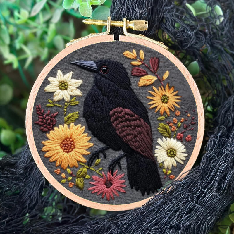 Rubbyoo Embroidery Kit - Floral Crow | Holiday Diy Needle Craft  - image 8