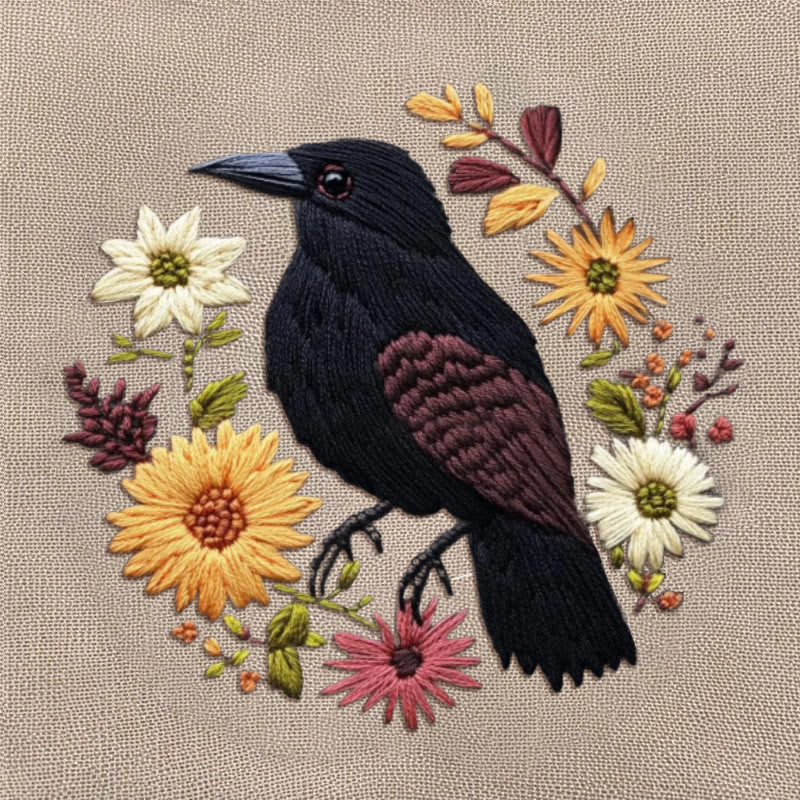 Rubbyoo Embroidery Kit - Floral Crow | Holiday Diy Needle Craft  - image 9