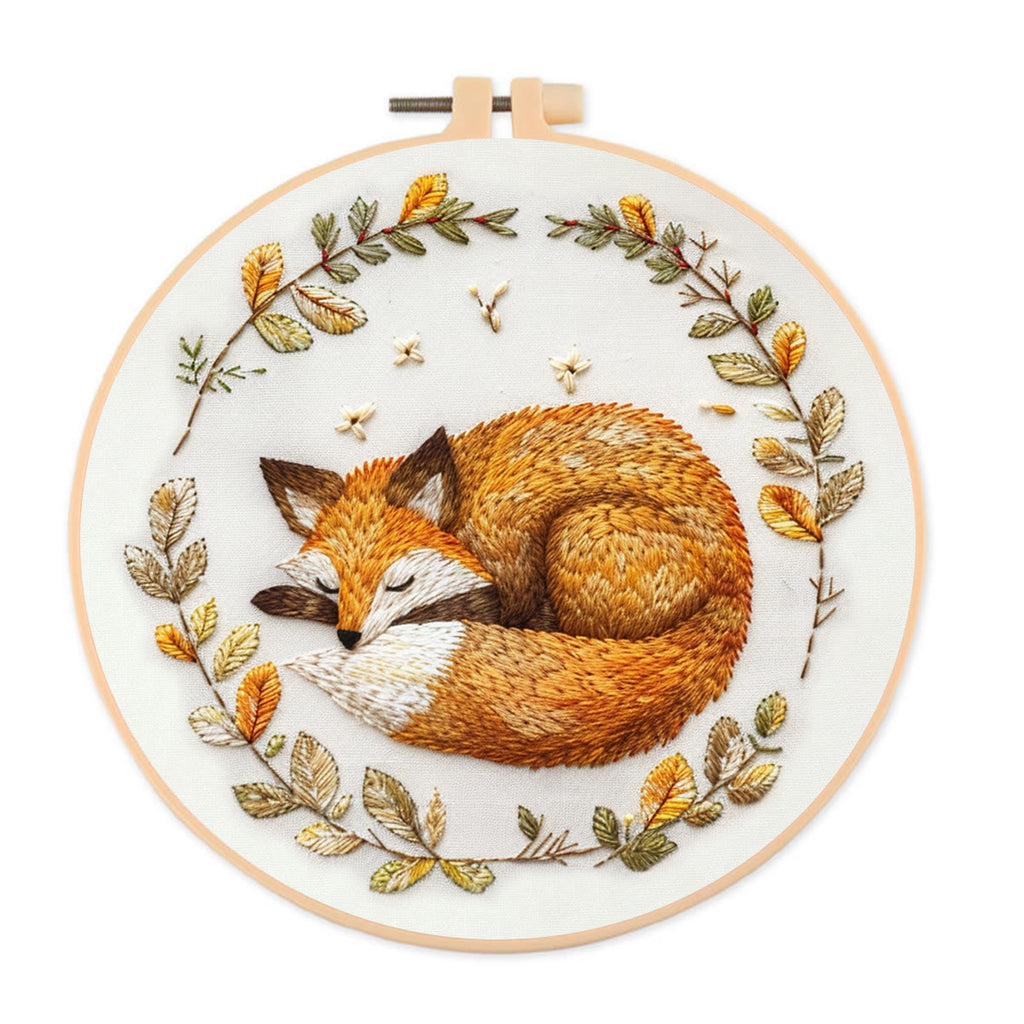 Rubbyoo Embroidery Kit - Woodland Sleeping Fox | Handmake Needle Crafts - 20*20cm - image 0
