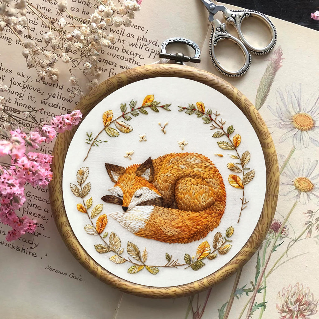 Rubbyoo Embroidery Kit - Woodland Sleeping Fox | Handmake Needle Crafts - image 1