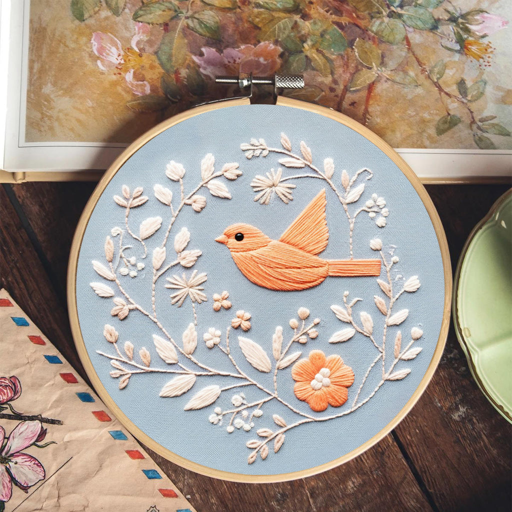 Rubbyoo Embroidery Kit - Little Floral Pigeon  | Diy Handmake Needle Craft  - image 1