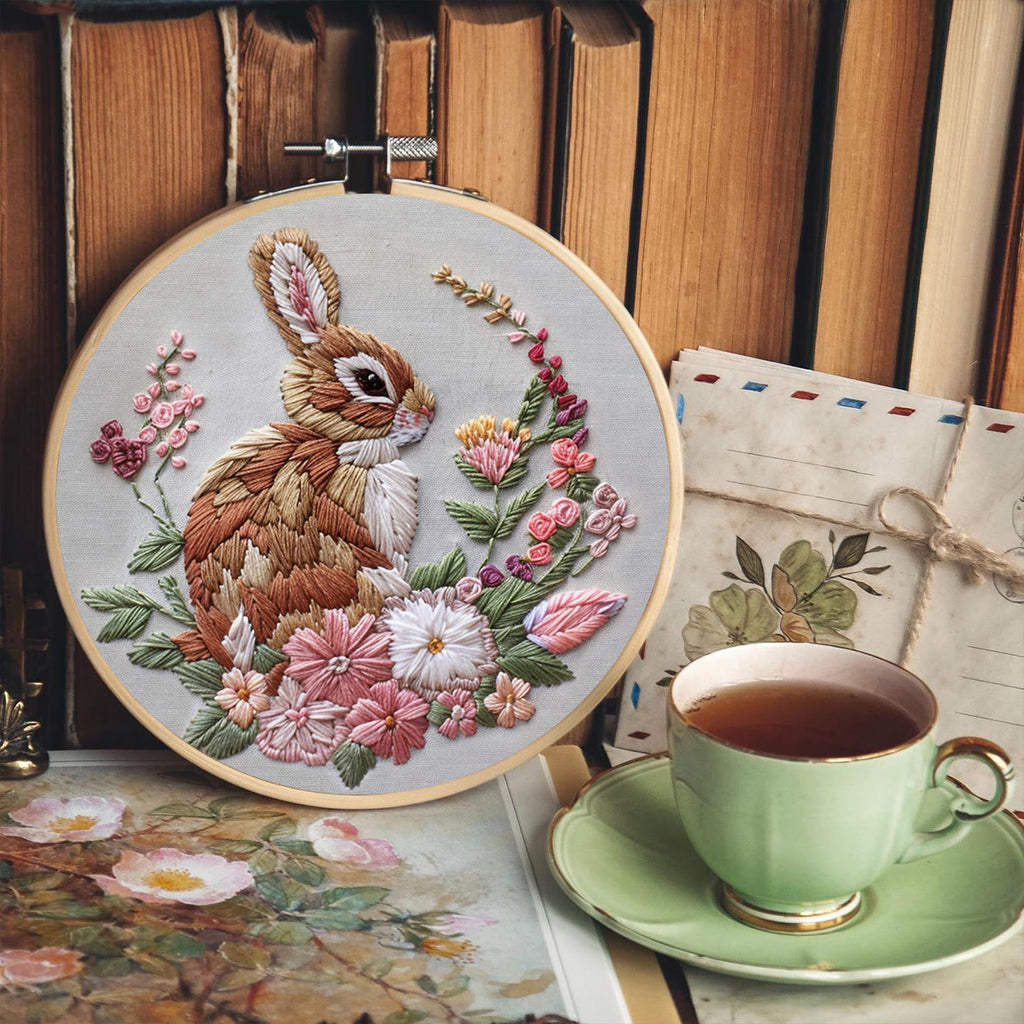 Rubbyoo Embroidery Kit - Charming Floral Rabbit | Diy Holiday Craft Gifts - image 3