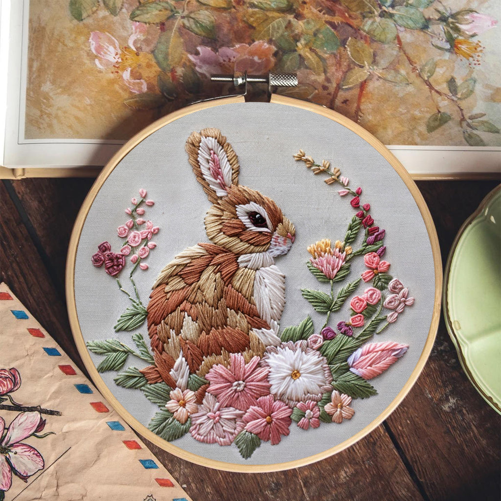 Rubbyoo Embroidery Kit - Charming Floral Rabbit | Diy Holiday Craft Gifts - image 2
