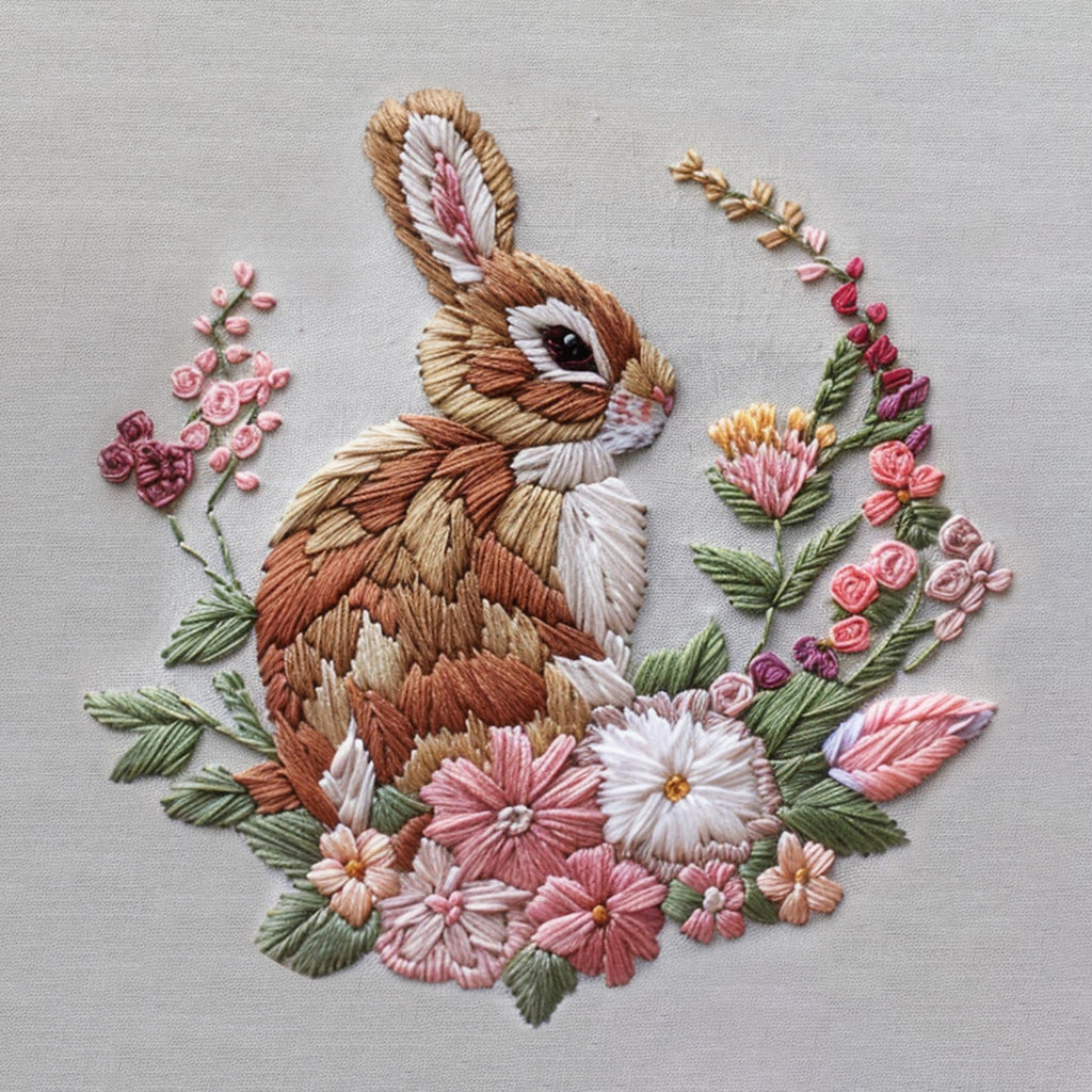 Rubbyoo Embroidery Kit - Charming Floral Rabbit | Diy Holiday Craft Gifts - image 9