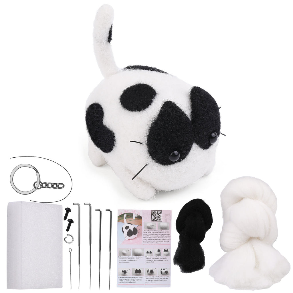 Cat Series Needle Felt Kit - Wool Felted Dolls | Decorative Ornaments |  Perfect Gift For Cat Lovers - Cow cat kit - image 4