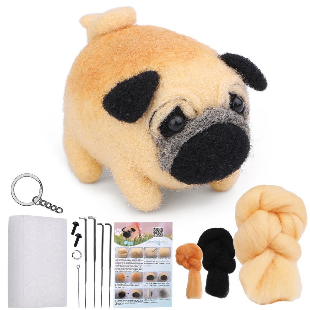 Dog Series Needle Felt Kit - Gift For Dog Lovers | Animal Wool Felted Dolls | Cute Decorative Ornaments  - Fawn pug kit - image 3