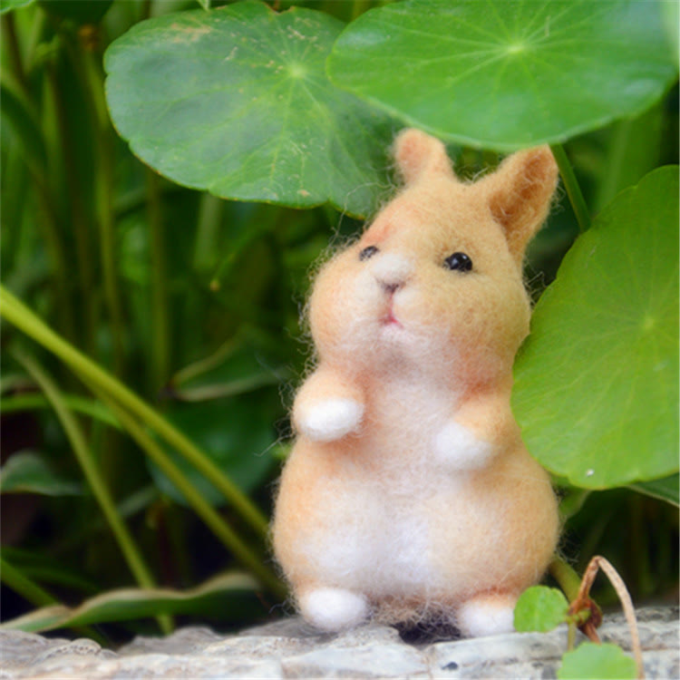  Animal Series Needle Felt Kit - Cute  Felted Toys  | Decorative Ornaments |  Perfect Handmake Gifts - Rabbit kit - image 3