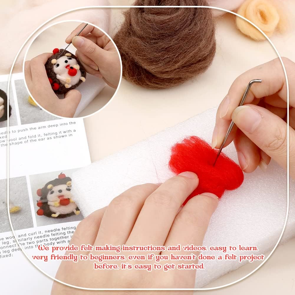  Hedgehog Needle Felt Kit - Animal Felted Dolls |   Beginner Diy Gifts | Decorative Ornaments  - image 3