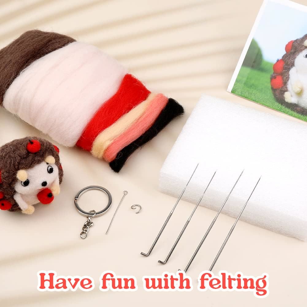  Hedgehog Needle Felt Kit - Animal Felted Dolls |   Beginner Diy Gifts | Decorative Ornaments  - image 2