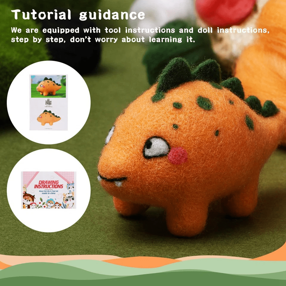 Dinosaur Needle Felt Kit - Cute Felted Dolls | Felting Decorative Ornaments | Beginner Friendly Diy - image 3