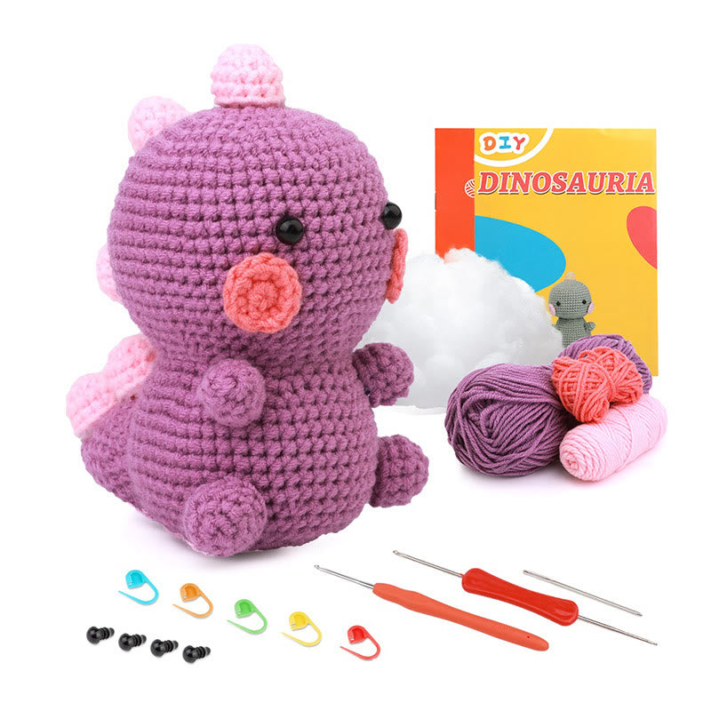  Handmade Purple Dinosaur Crochet Kit - Diy  Animal Crochet Doll | Perfect For Beginners - image 1