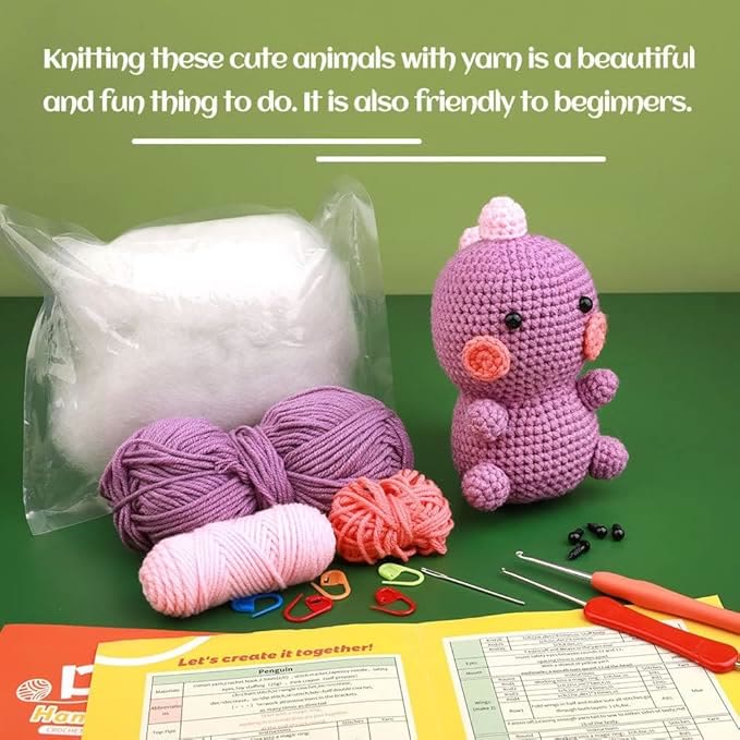  Handmade Purple Dinosaur Crochet Kit - Diy  Animal Crochet Doll | Perfect For Beginners - image 4