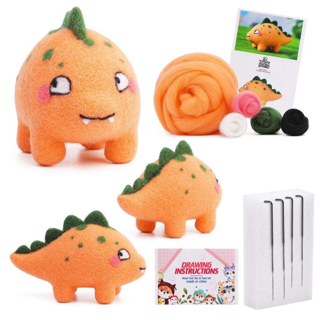  Dinosaur Needle Felt Kit - Cute Felted Dolls | Felting Decorative Ornaments | Beginner Friendly Diy - Dinosaur kit  - image 0