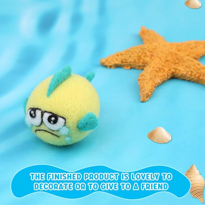  Small Yellow Fish Needle Felt Kit - Creative Felted  Toy  |    Diy Unique Decoration  - image 1