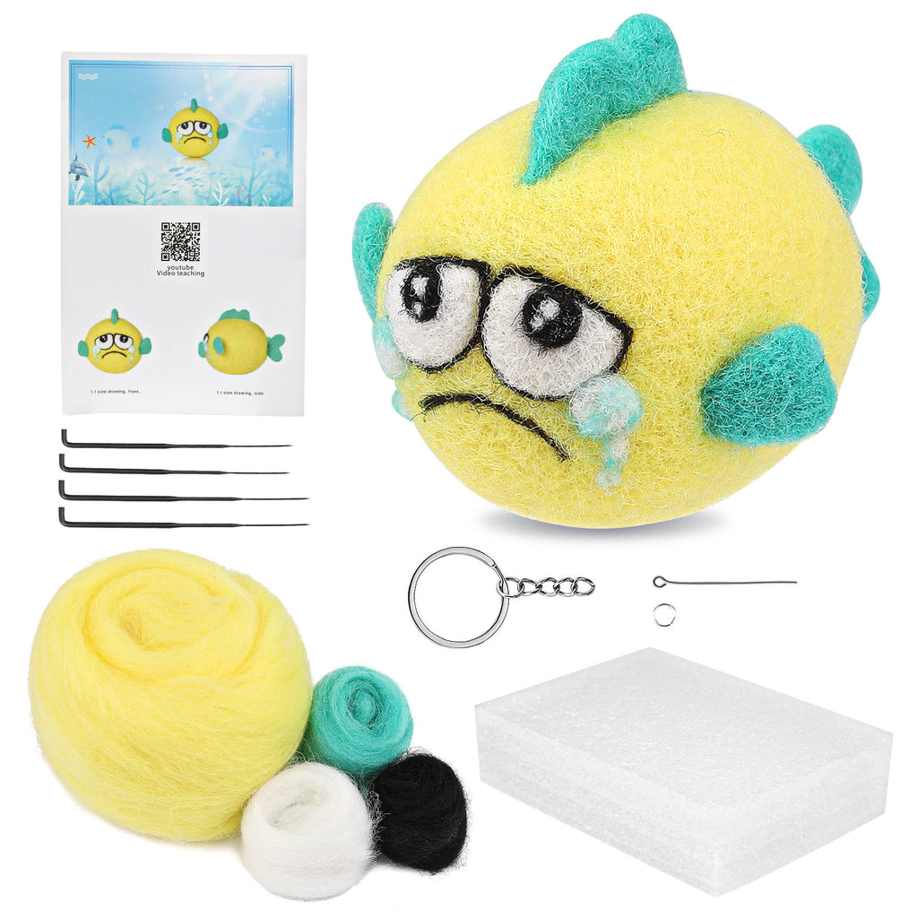  Small Yellow Fish Needle Felt Kit - Creative Felted  Toy  |    Diy Unique Decoration  - Small yellow fish kit - image 0