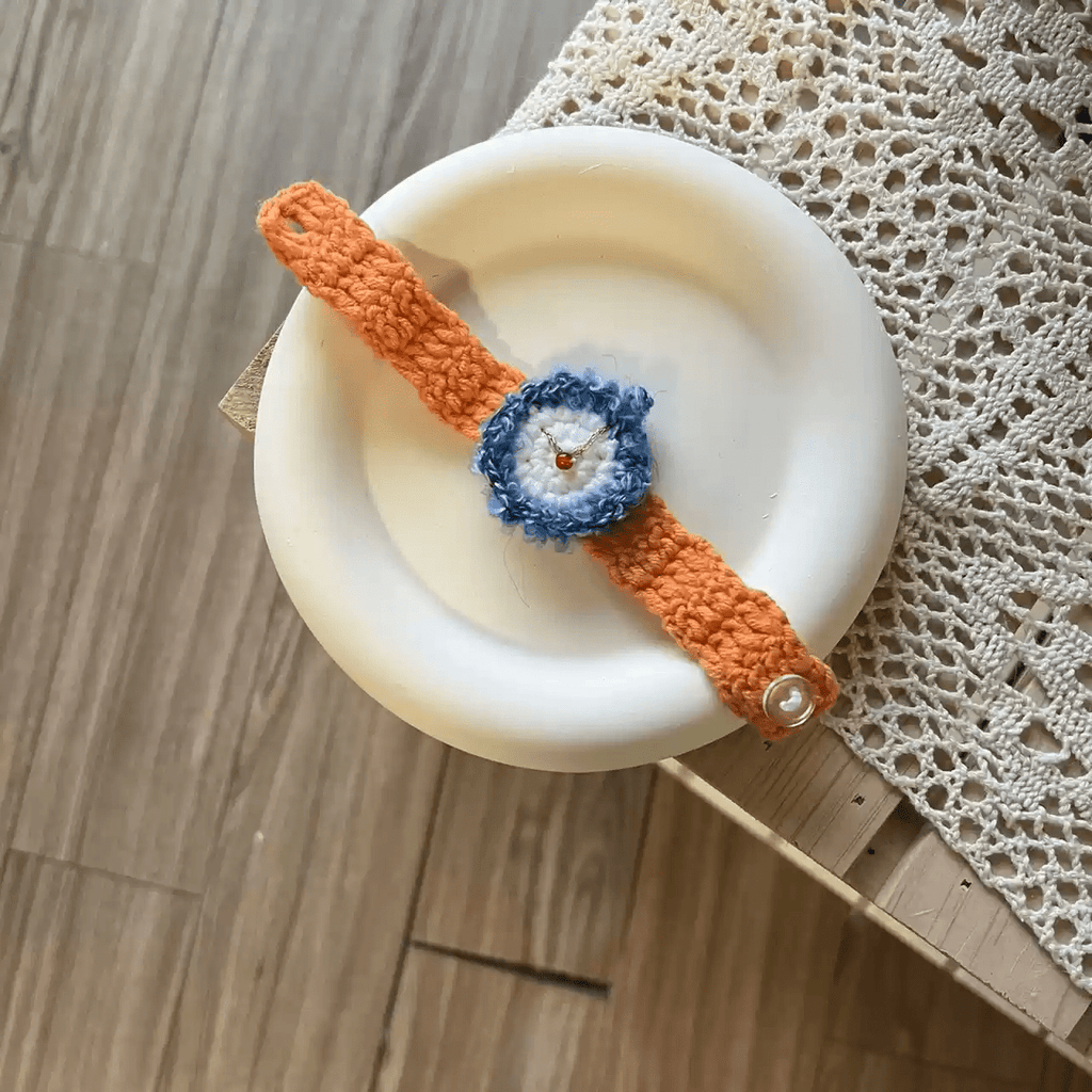 Handmade Crocheted Watches -  Cute Crocheted Craft   | Fashion Accessories | Anniversary Gifts for Couples - Orange and blue colour - image 6