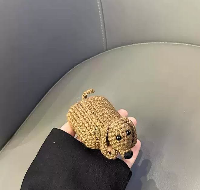 Handmade Brown Dachshund Headphone Case -  Soft And Comfortable Craft | Adorable Bluethy Headphone Case | Suit For Apple Airpods 4 - image 1